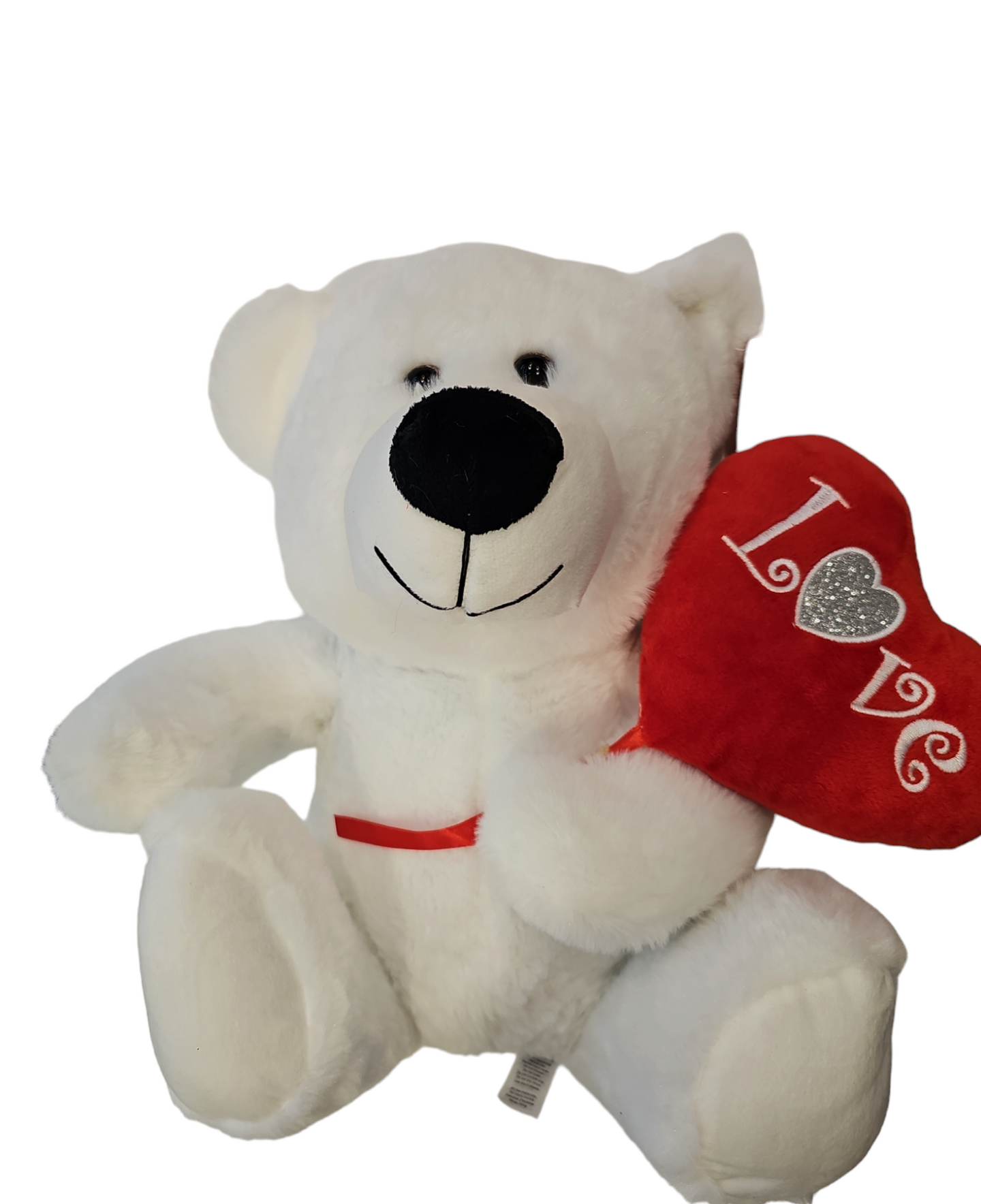 White Teddy Bear with Love Heart Balloon (35cm)