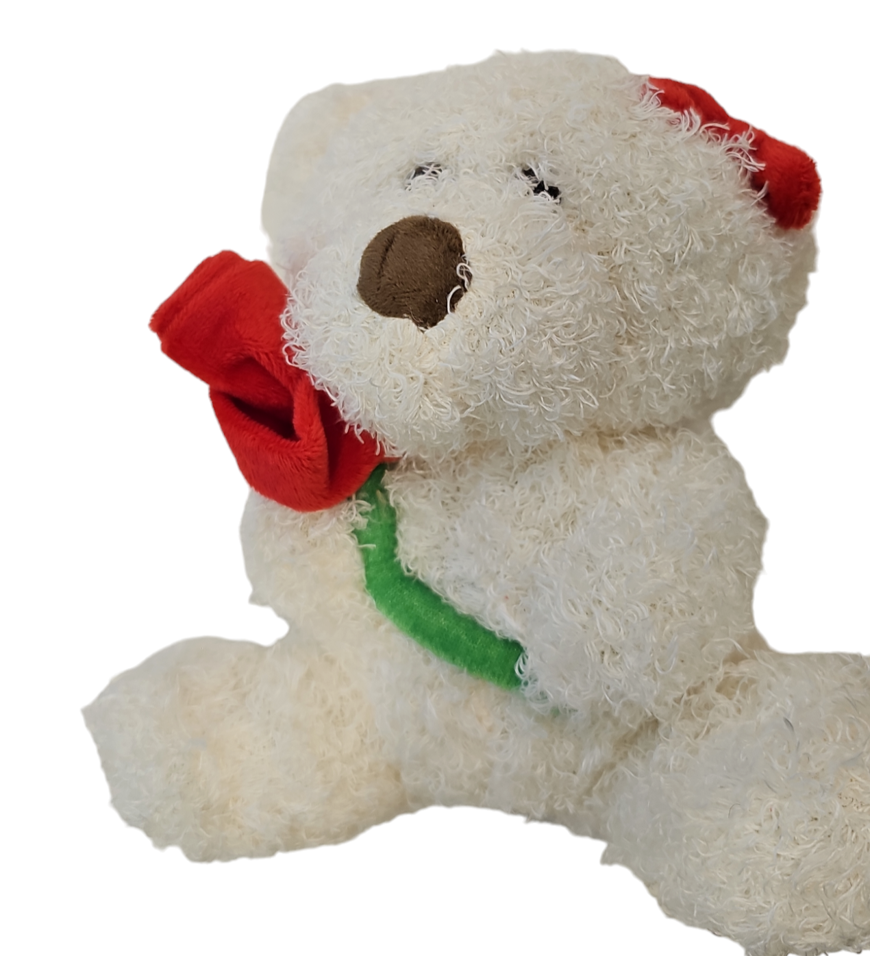 Teddy Bear with Rose 20cm (White / Brown)